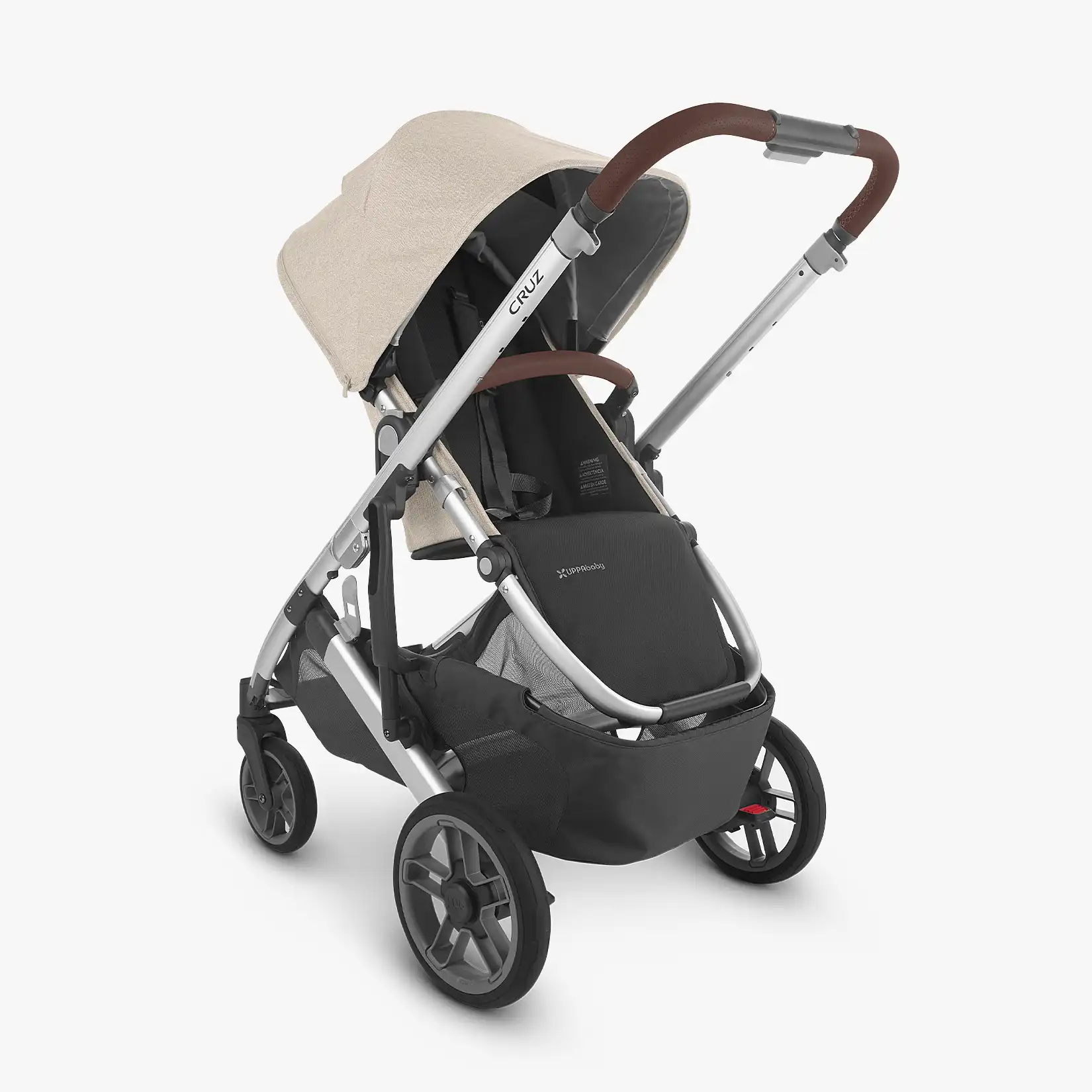 Cruz V2 Stroller - Declan - Oat Mélange | Silver Frame  | Chestnut Leather